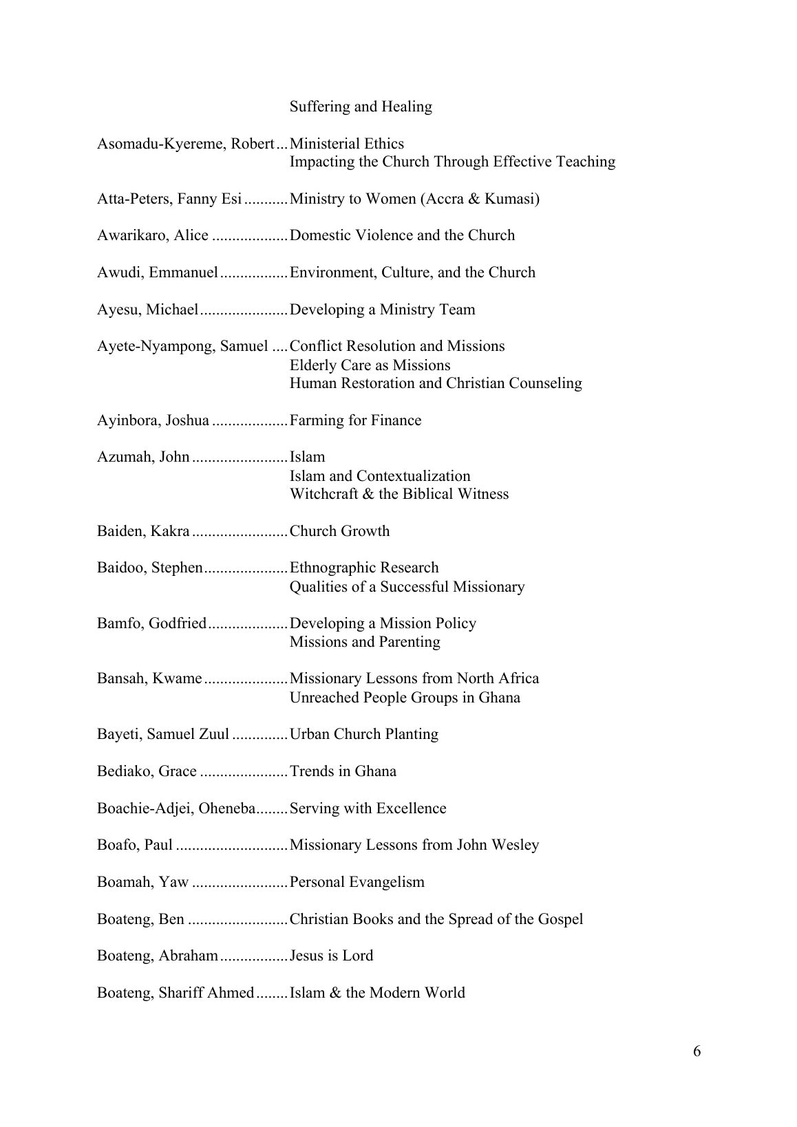 Teachers and Subjects, page 6