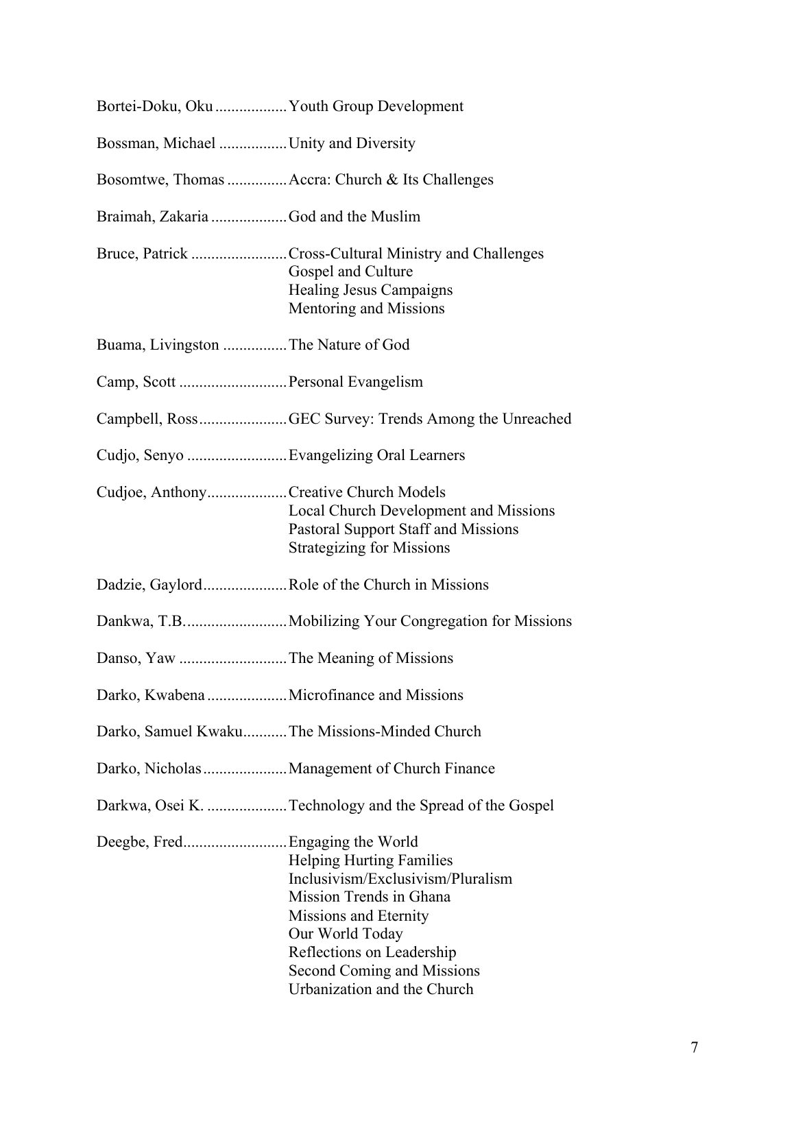 Teachers and Subjects, page 7