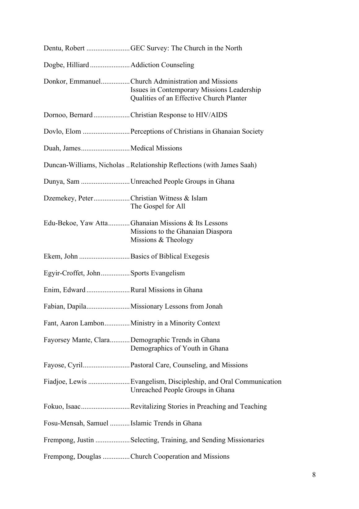 Teachers and Subjects, page 8