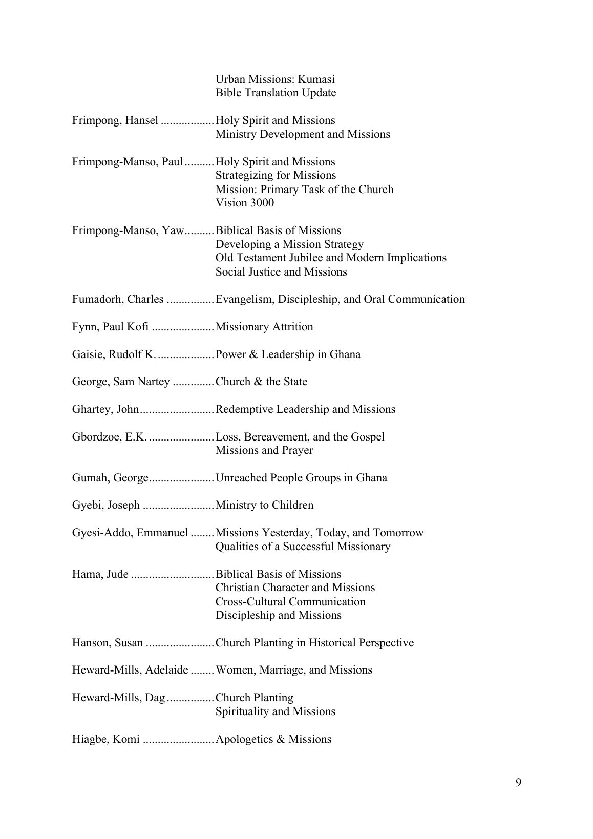 Teachers and Subjects, page 9