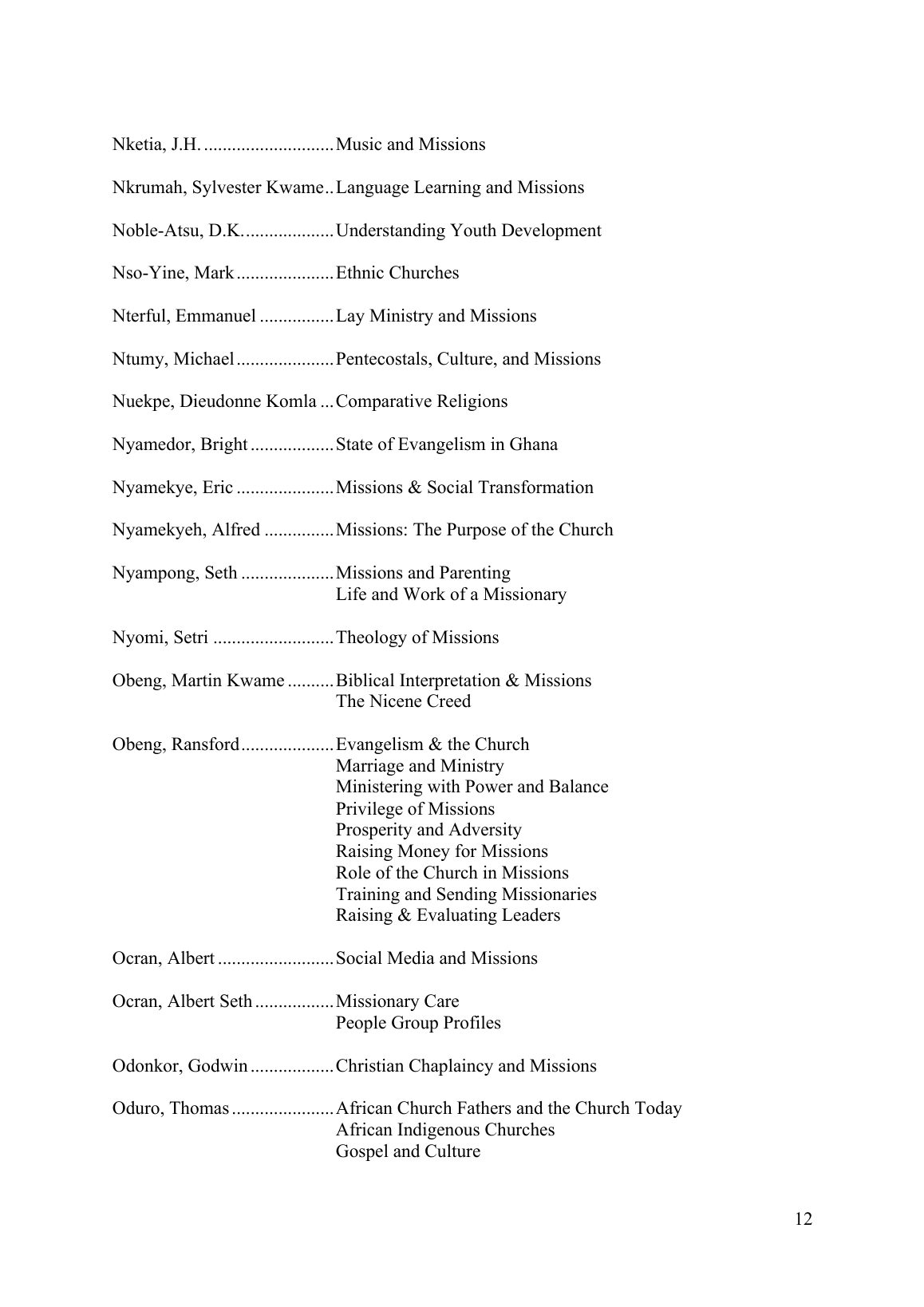 Teachers and Subjects, page 12