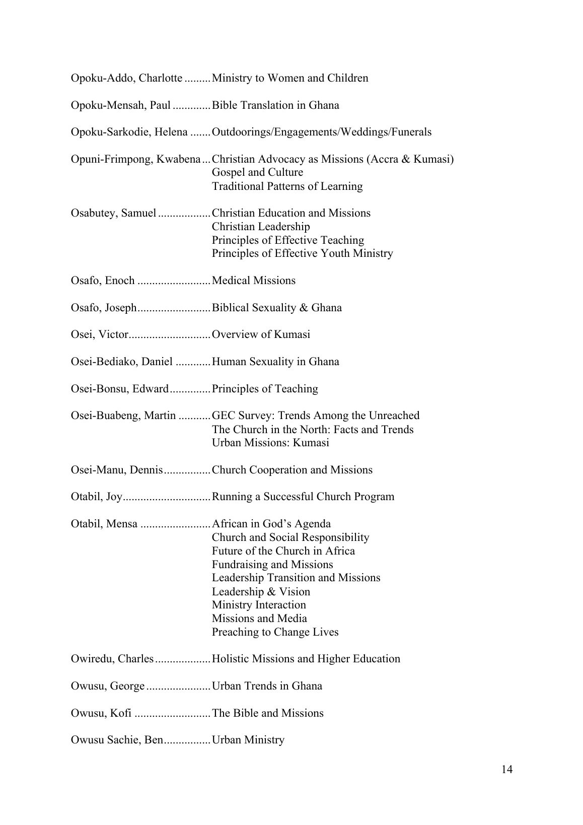 Teachers and Subjects, page 14