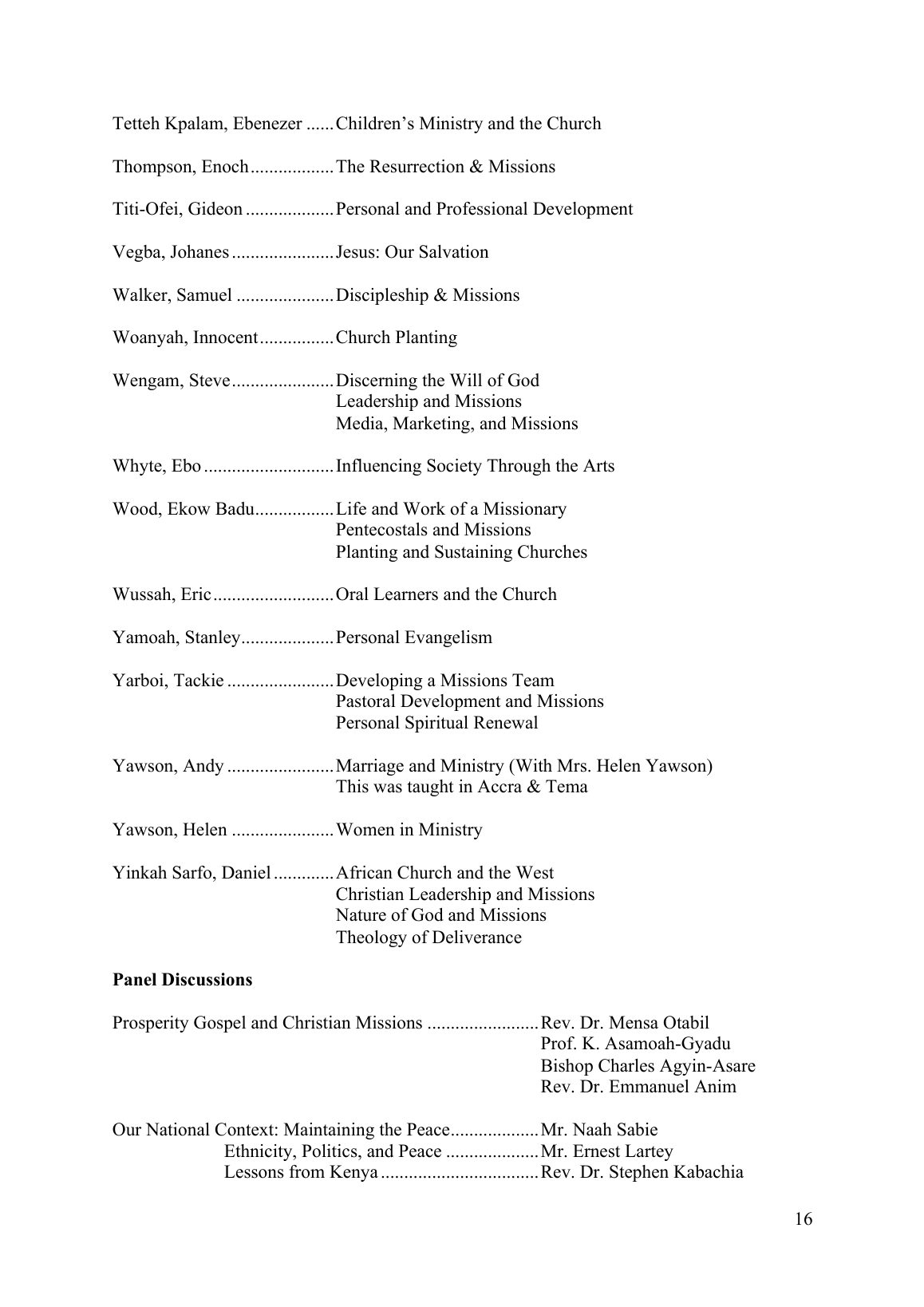 Teachers and Subjects, page 16